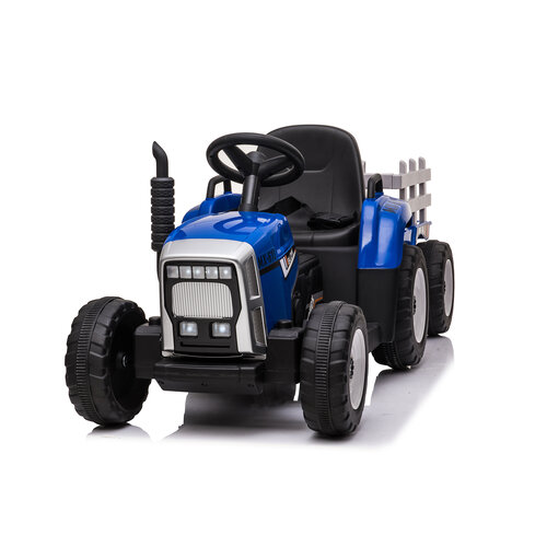 Elektrische kindertractor met aanhanger 12V Blauw