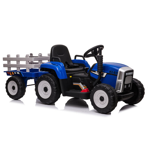 Elektrische kindertractor met aanhanger 12V Blauw