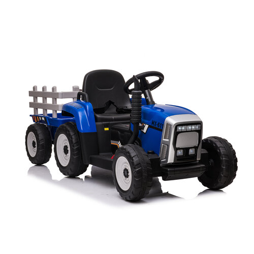 Elektrische kindertractor met aanhanger 12V Blauw