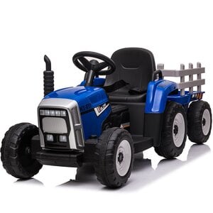 Elektrische kindertractor met aanhanger 12V Blauw