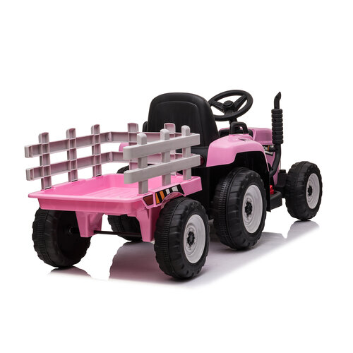 Elektrische kindertractor met aanhanger 12V Roze