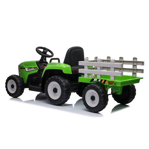 Elektrische kindertractor met aanhanger 12V Groen