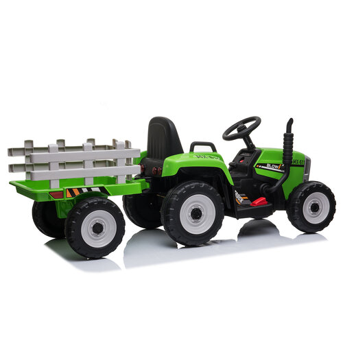 Elektrische kindertractor met aanhanger 12V Groen