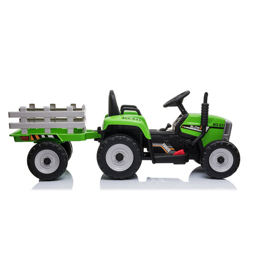 Elektrische kindertractor met aanhanger 12V Groen