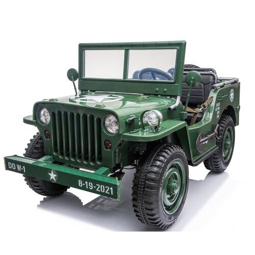 Jeep kinderauto Willy’s Jeep Army 24V 3 persoons kinderauto groen