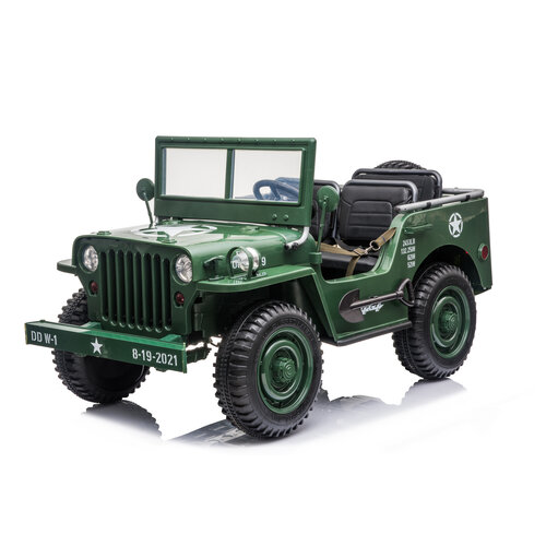 Jeep kinderauto Willy’s Jeep Army 24 3 persoons kinderauto groen