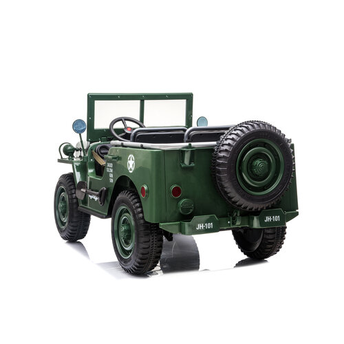 Jeep kinderauto Willy’s Jeep Army 24 3 persoons kinderauto groen