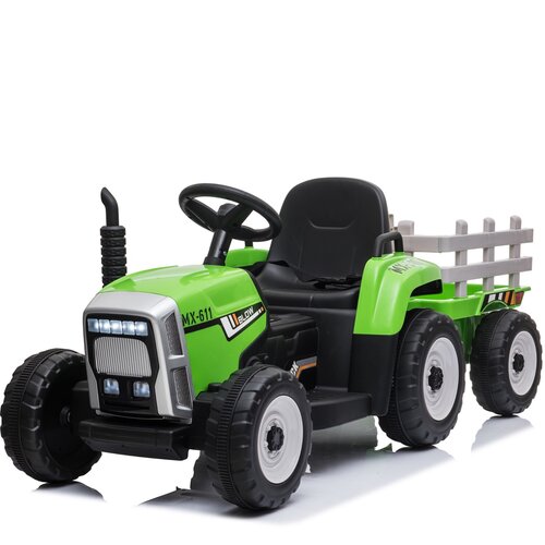 RETOURDEAL Elektrische kindertractor met aanhanger 12V Groen RETOURDEAL Elektrische kindertractor met aanhanger 12V Groen