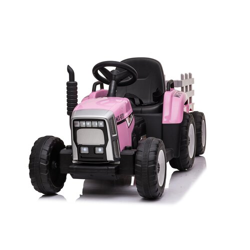 RETOURDEAL Elektrische kindertractor met aanhanger 12V Roze