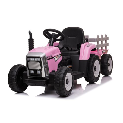 RETOURDEAL Elektrische kindertractor met aanhanger 12V Roze