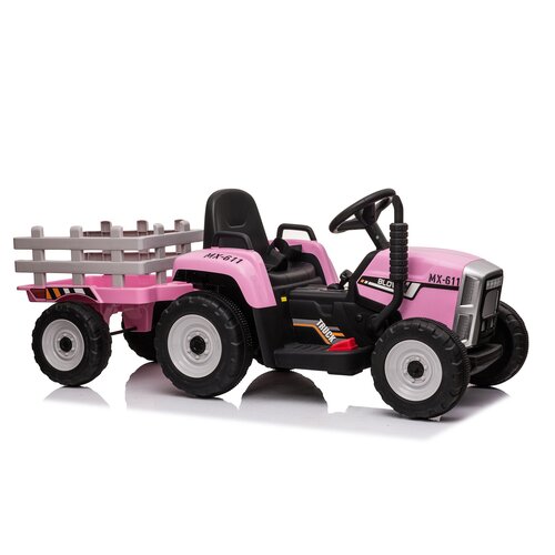 RETOURDEAL Elektrische kindertractor met aanhanger 12V Roze