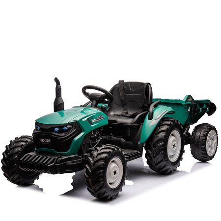 FINOOS Elektrische kindertractor met aanhanger 24V Groen