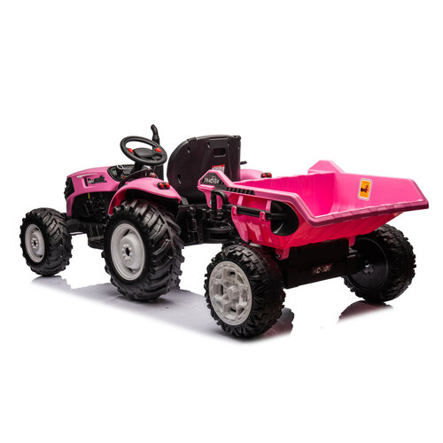 Elektrische kindertractor met aanhanger 24V Roze