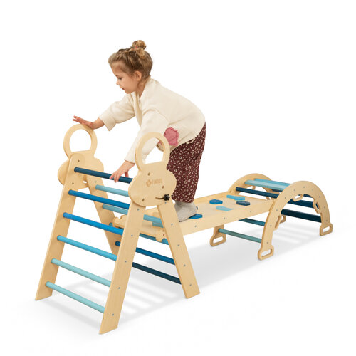 FINOOS FINOOS Klimrek - Klimdriehoek - Klimboog - Glijbaan - Montessori - Houten Speelgoed - Blauw FINOOS FINOOS Klimrek - Klimdriehoek - Klimboog - Glijbaan - Montessori - Houten Speelgoed - Blauw