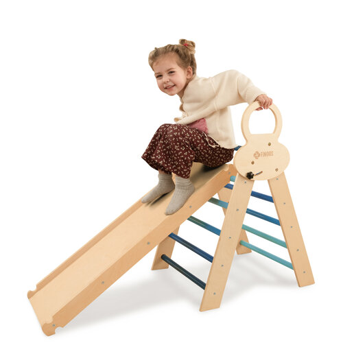 FINOOS FINOOS Klimrek - Klimdriehoek - Klimboog - Glijbaan - Montessori - Houten Speelgoed - Blauw FINOOS FINOOS Klimrek - Klimdriehoek - Klimboog - Glijbaan - Montessori - Houten Speelgoed - Blauw