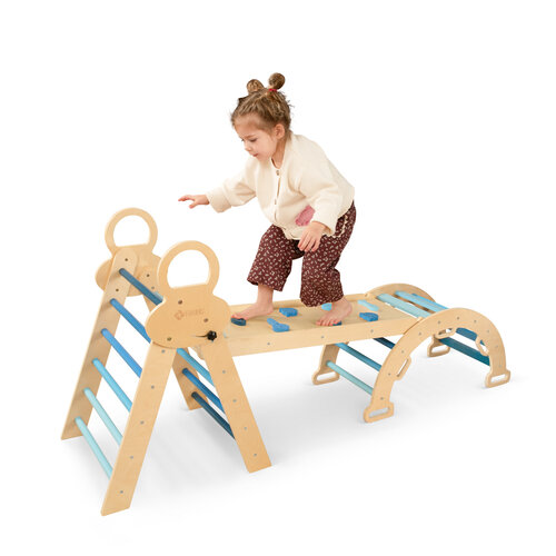 FINOOS FINOOS Klimrek - Klimdriehoek - Klimboog - Glijbaan - Montessori - Houten Speelgoed - Blauw FINOOS FINOOS Klimrek - Klimdriehoek - Klimboog - Glijbaan - Montessori - Houten Speelgoed - Blauw