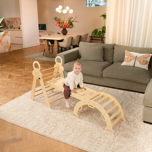 FINOOS FINOOS Klimrek - Klimdriehoek - Klimboog - Glijbaan - Montessori - Houten Speelgoed - Naturel - Roze FINOOS FINOOS Klimrek - Klimdriehoek - Klimboog - Glijbaan - Montessori - Houten Speelgoed - Naturel - Roze