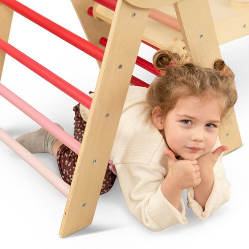 FINOOS FINOOS Klimrek - Klimdriehoek - Klimboog - Glijbaan - Montessori - Houten Speelgoed - incl. kussen en Xylofoon Regenboog - Roze FINOOS FINOOS Klimrek - Klimdriehoek - Klimboog - Glijbaan - Montessori - Houten Speelgoed - incl. kussen en Xylofoon Regenboog - Roze