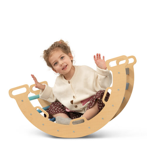 FINOOS FINOOS Klimrek - Klimdriehoek - Klimboog - Glijbaan - Montessori - Houten Speelgoed - incl. kussen en Xylofoon Blauw FINOOS FINOOS Klimrek - Klimdriehoek - Klimboog - Glijbaan - Montessori - Houten Speelgoed - incl. kussen en Xylofoon Blauw