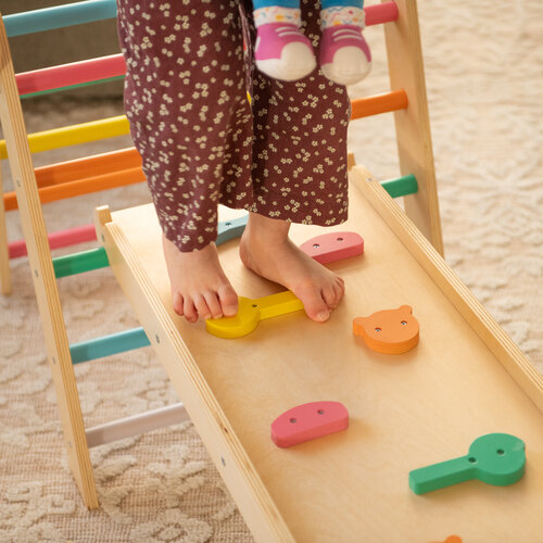 FINOOS FINOOS Klimrek - Klimdriehoek - Klimboog - Glijbaan - Montessori - Houten Speelgoed - incl. kussen en Xylofoon Blauw FINOOS FINOOS Klimrek - Klimdriehoek - Klimboog - Glijbaan - Montessori - Houten Speelgoed - incl. kussen en Xylofoon Blauw