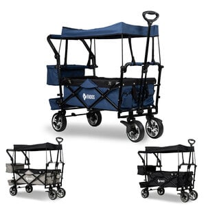 FINOOS - Bolderkar - Bolderwagen opvouwbaar - dakje - extra's - Blauw FINOOS - Bolderkar - Bolderwagen opvouwbaar - dakje - extra's - Blauw