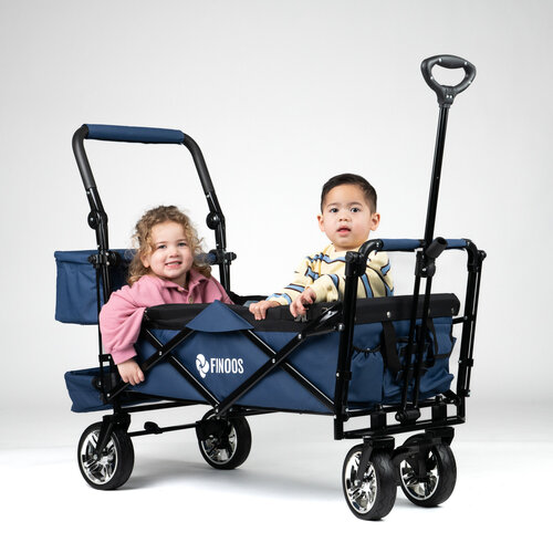 FINOOS - Bolderkar - Bolderwagen opvouwbaar - dakje - extra's - Blauw FINOOS - Bolderkar - Bolderwagen opvouwbaar - dakje - extra's - Blauw