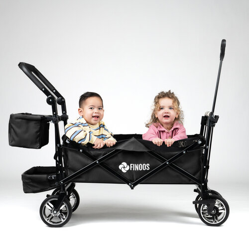 FINOOS - Bolderkar - Bolderwagen opvouwbaar - dakje - extra's - Zwart