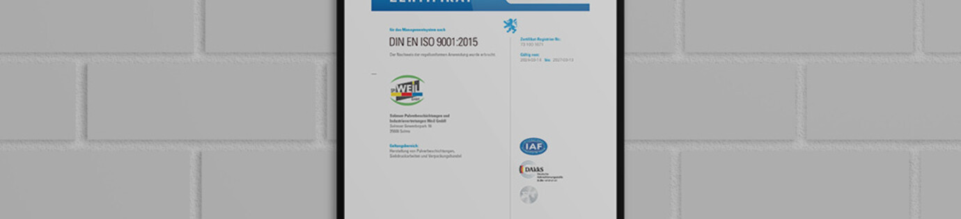 Neue Zertifizierung nach DIN EN ISO 9001