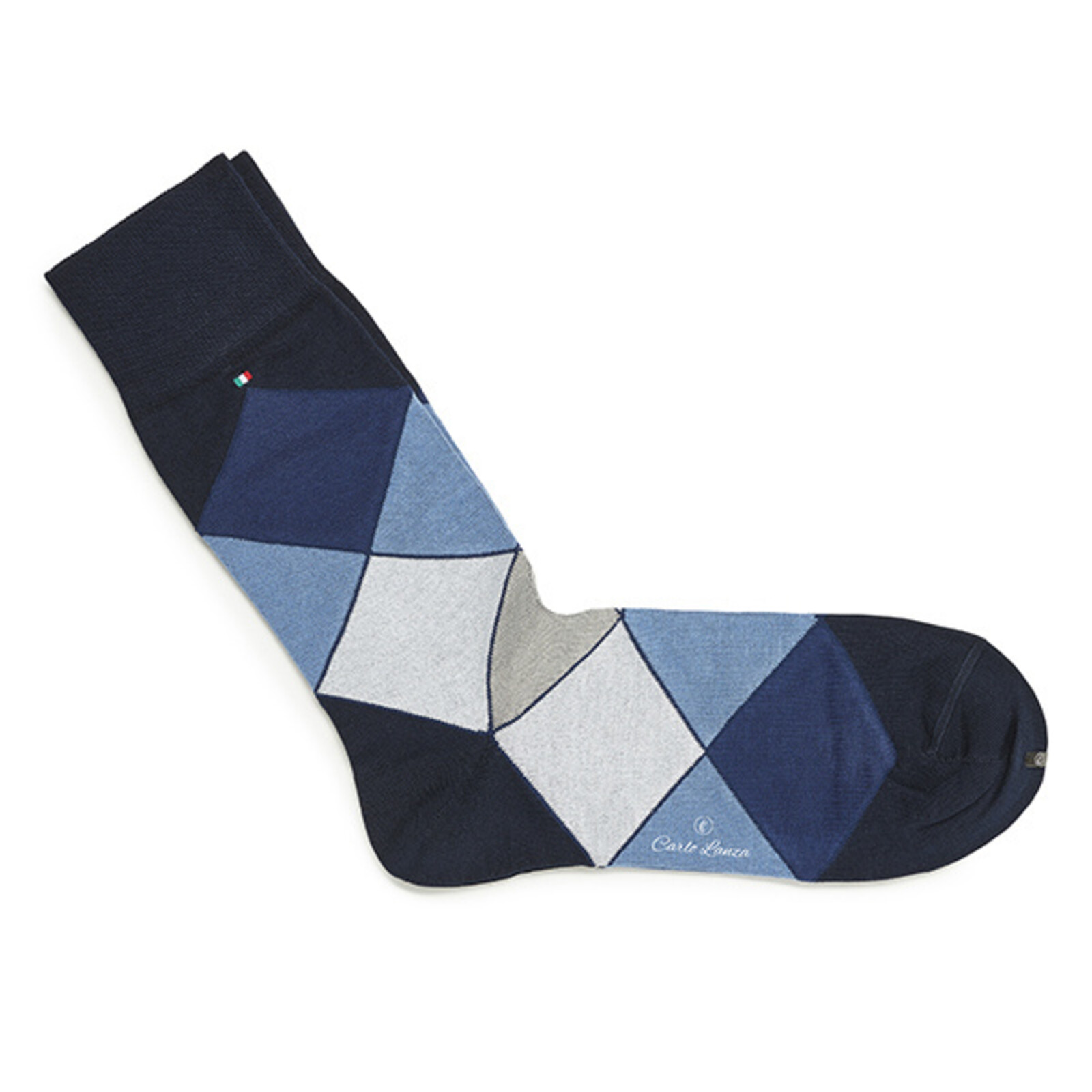 Carlo Lanza Blaue karierte Socken Baumwolle