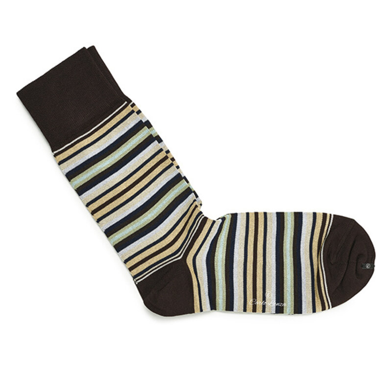 Brown/ green stripe socks | Carlo Lanza