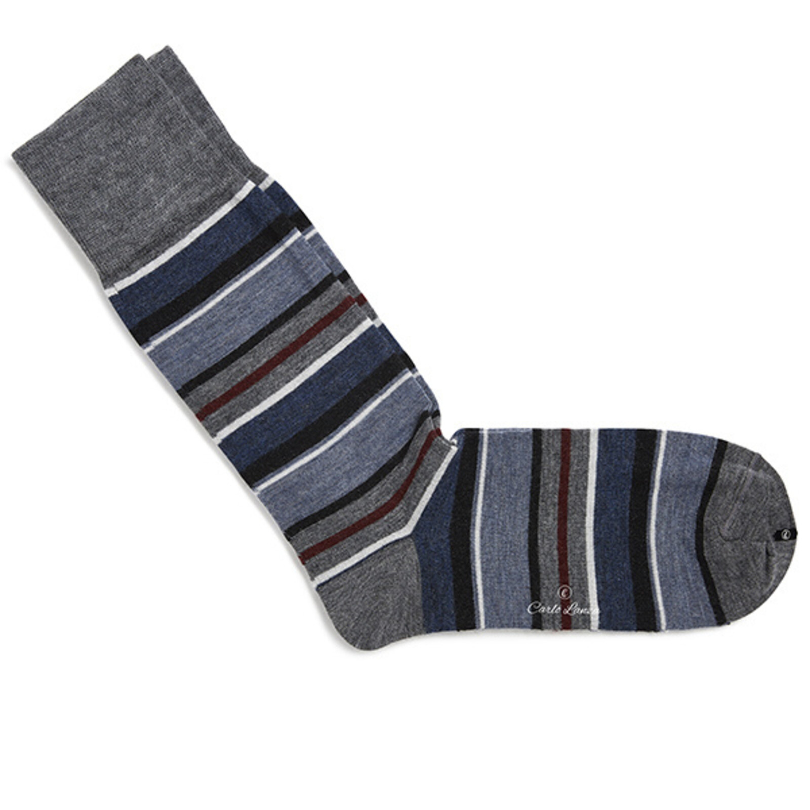 Carlo Lanza Dark blue wool stripe socks