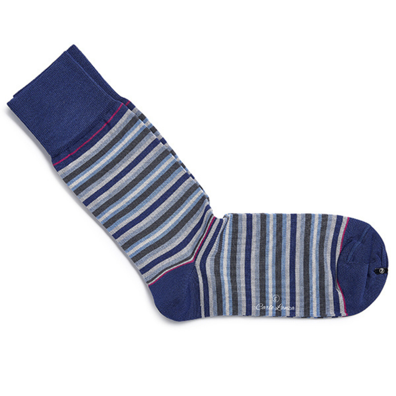 Carlo Lanza Blaue mit graue gestreifte Socken