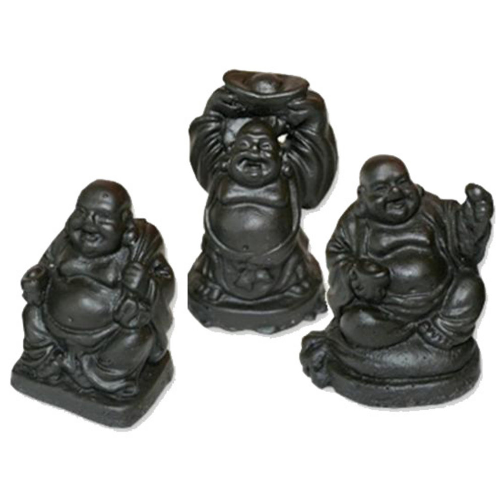 Kleine Boeddha beeldjes kleur zwart Lucky Touch