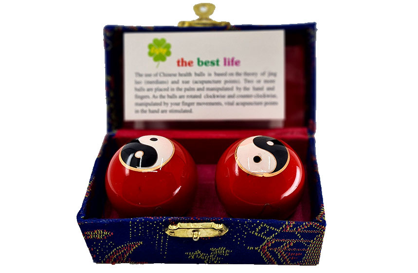 Meridiaankogels Yin Yang - rood (4,5 cm)