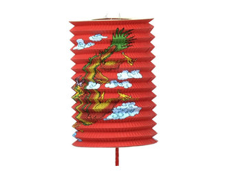 Chinese Lampion lang Draak - papier rood