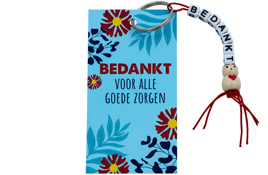 Kaartje Bedankt Zorg met sleutelhanger