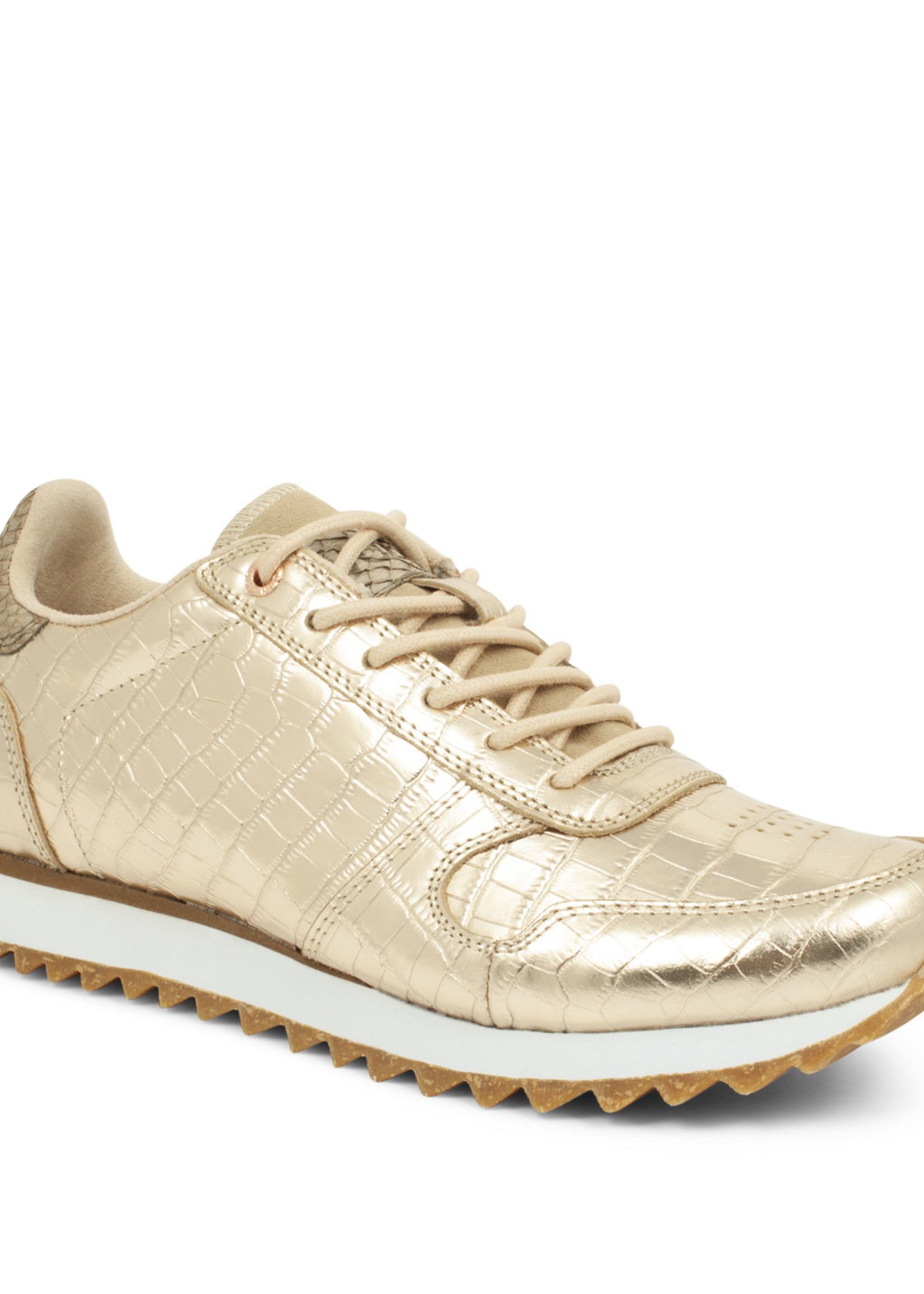 Woden - Ydun Croco Shiny Goud Sneaker - Beleefstore.nl