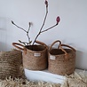 Yoshiko Yoshiko - Ashulia naturel jute mand met leren handvaten Yoshiko Yoshiko - Ashulia naturel jute mand met leren handvaten