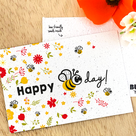 Bloom Bloom - Kaart Happy BeeDay - Bloeikaart Birthday Bloom Bloom - Kaart Happy BeeDay - Bloeikaart Birthday