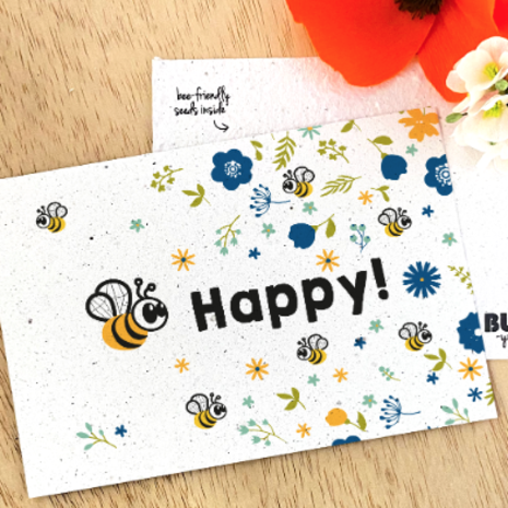 Bloom Bloom - Kaart Bee Happy - Bloeikaart Bloom Bloom - Kaart Bee Happy - Bloeikaart