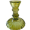 De Weldaad De Weldaad- Glazen kandelaar olijf-groen gerecycled glas De Weldaad De Weldaad- Glazen kandelaar olijf-groen gerecycled glas