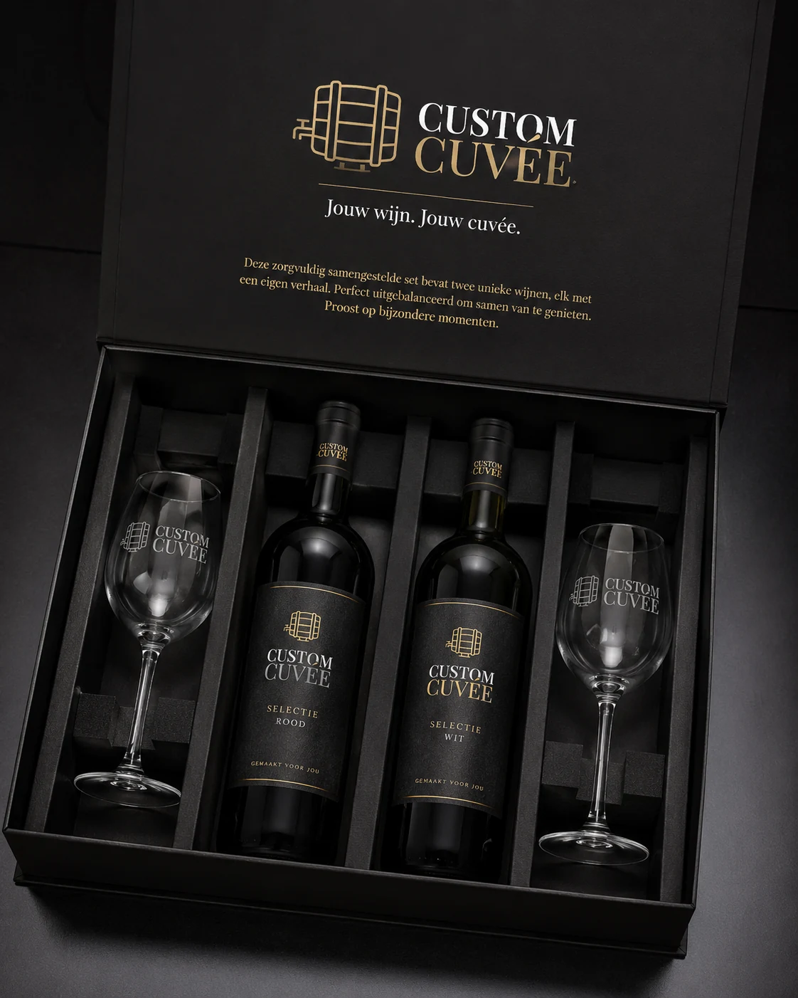 Wijnglazen in een luxe geschenkdoos