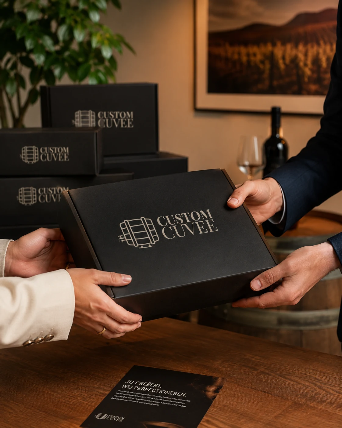 Persoonlijk contact bij Custom Cuvée met zakelijke geschenken