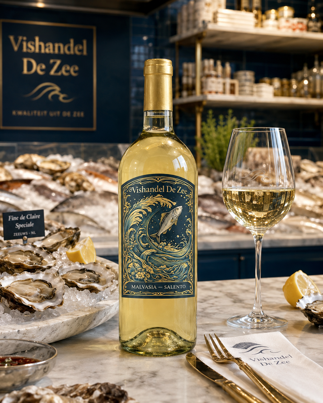 Illustratief private-label concept voor Vishandel De Zee