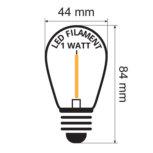 Warm white dimmable filament bulbs - 1 watt