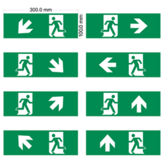 Emergency lighting legends for surface-mounted fixtures