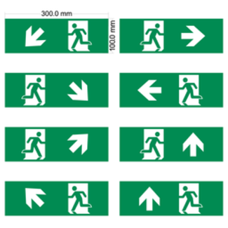 Legend set for surface-mounted emergency lights