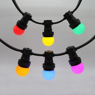 Festoon lights with 6 coloured LED bulbs