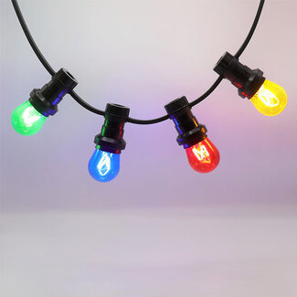 Festoon lights with dimmable filament LED bulbs, 4 colours