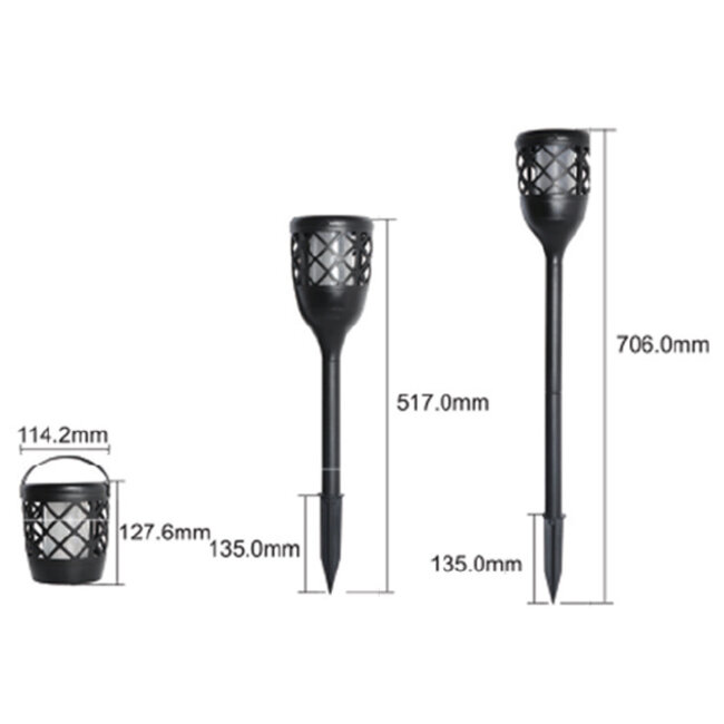 Solar table lamp 2W with flame effect